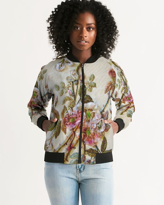 Ivory Flora Women's Bomber Jacket