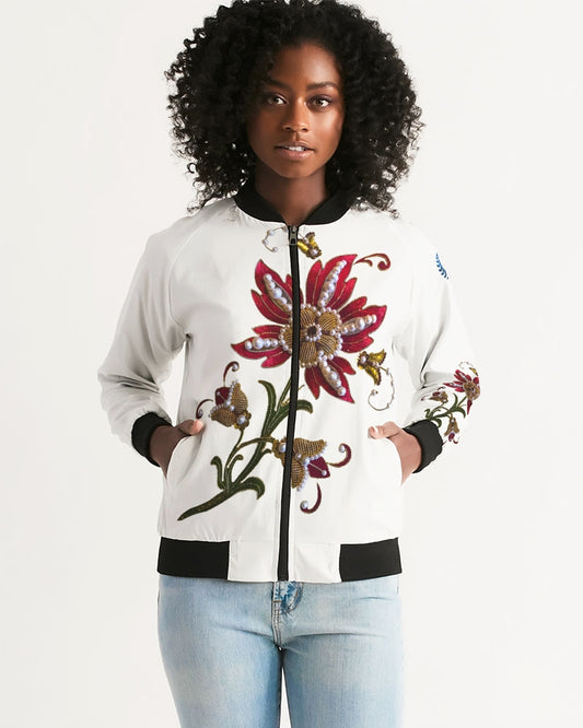 Crimson Aurum Flora Women's Bomber Jacket