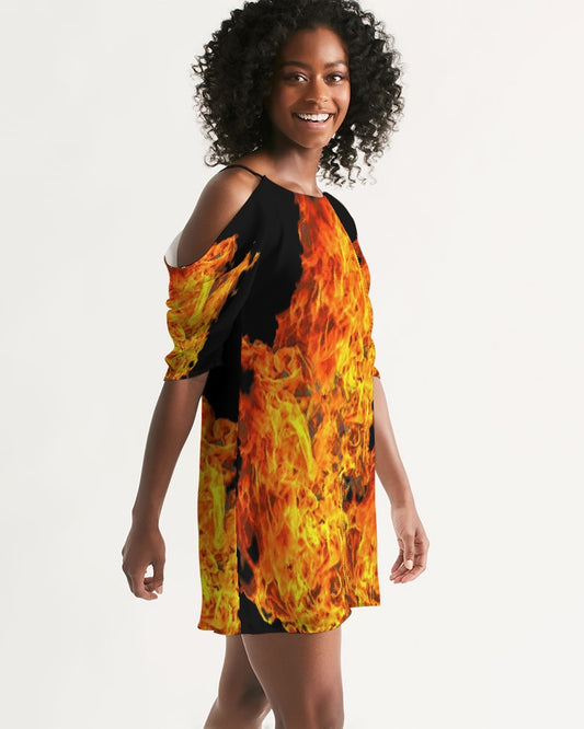 Inferno Collection Women's Open Shoulder A-Line Dress