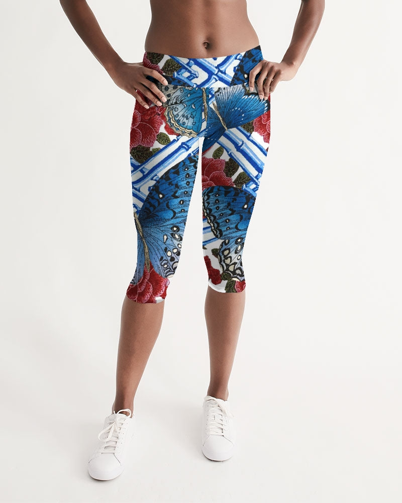 Butterflies and Roses Women's Mid-Rise Capri