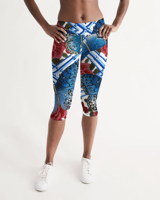 Butterflies and Roses Women's Mid-Rise Capri