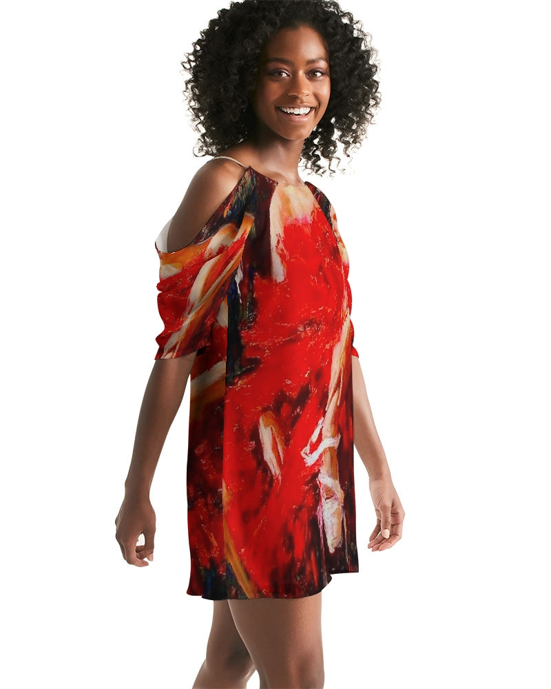 Flamenco Women's Open Shoulder A-Line Dress