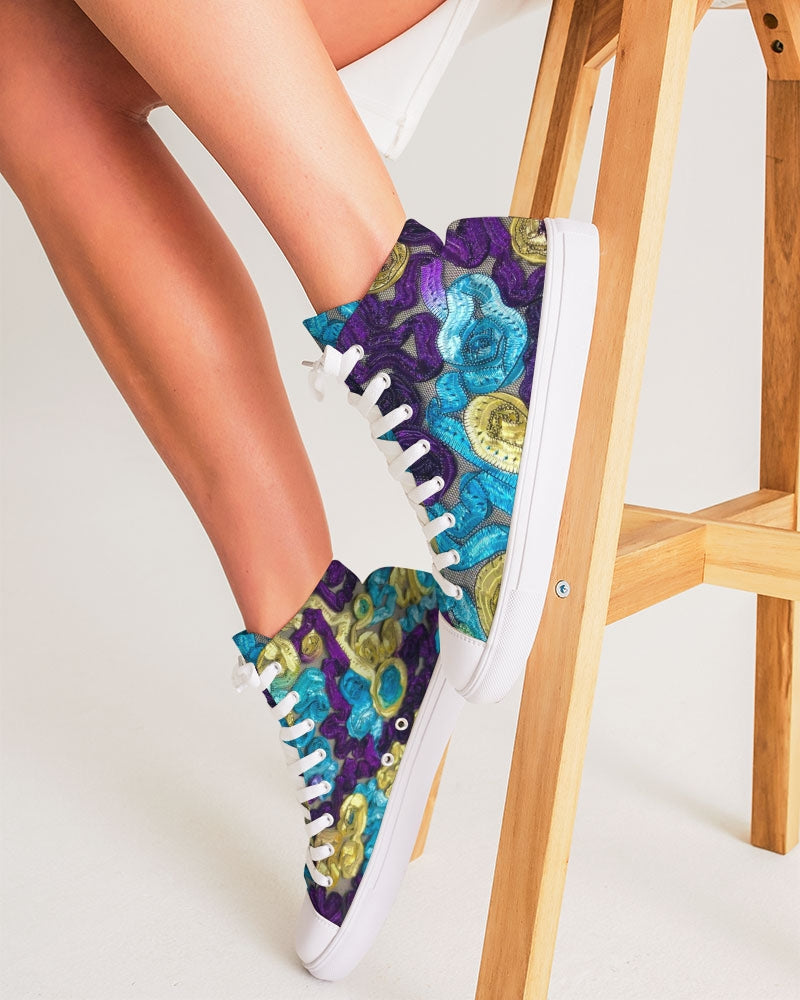 Floral Ribbon Women's Hightop Canvas Shoe